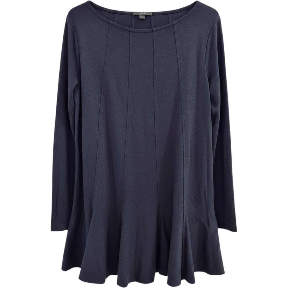 COS Womens Navy Blue Long Sleeve Paneled Flared Tunic Top Size L Jersey Knit